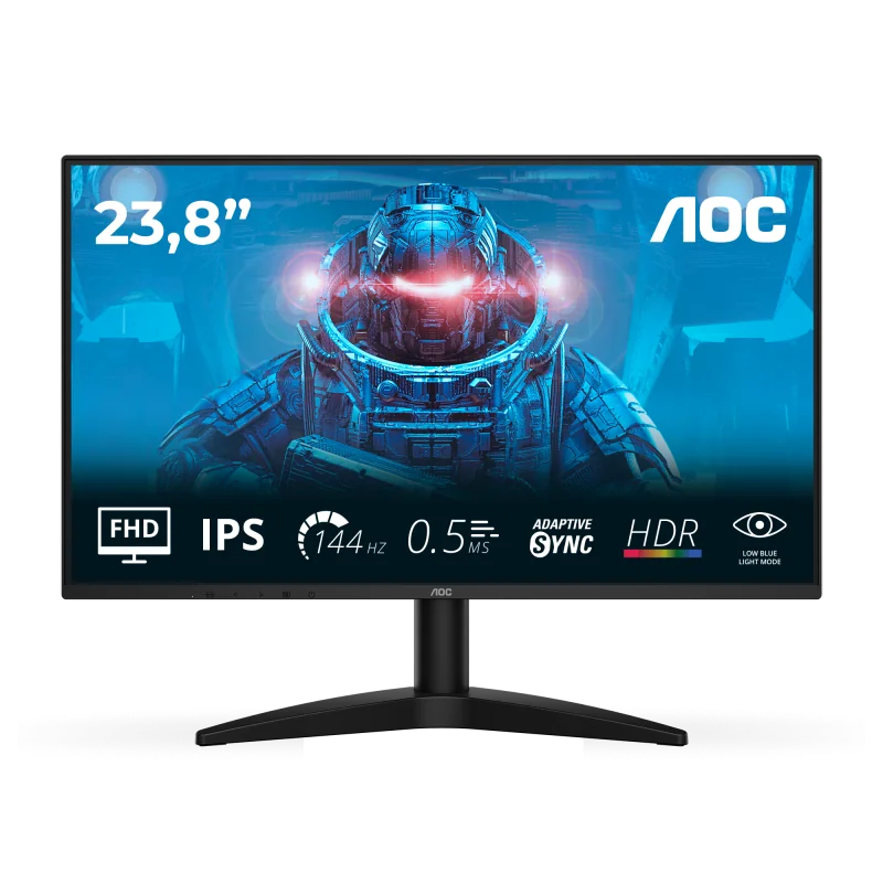 Monitor AOC 23.8" 24B36X, Diagonal (inch): 23.8, Diagonal (cm): 60, Aspect ratio: 16:9, Panel: IPS, Resolution: 1920x1080, Refresh Rate: 144Hz, Response time GtG: 4ms, Response time MPRT: 0.5ms, Brightness (max): 300 cd/m², Contrast (static) : 1500:1,