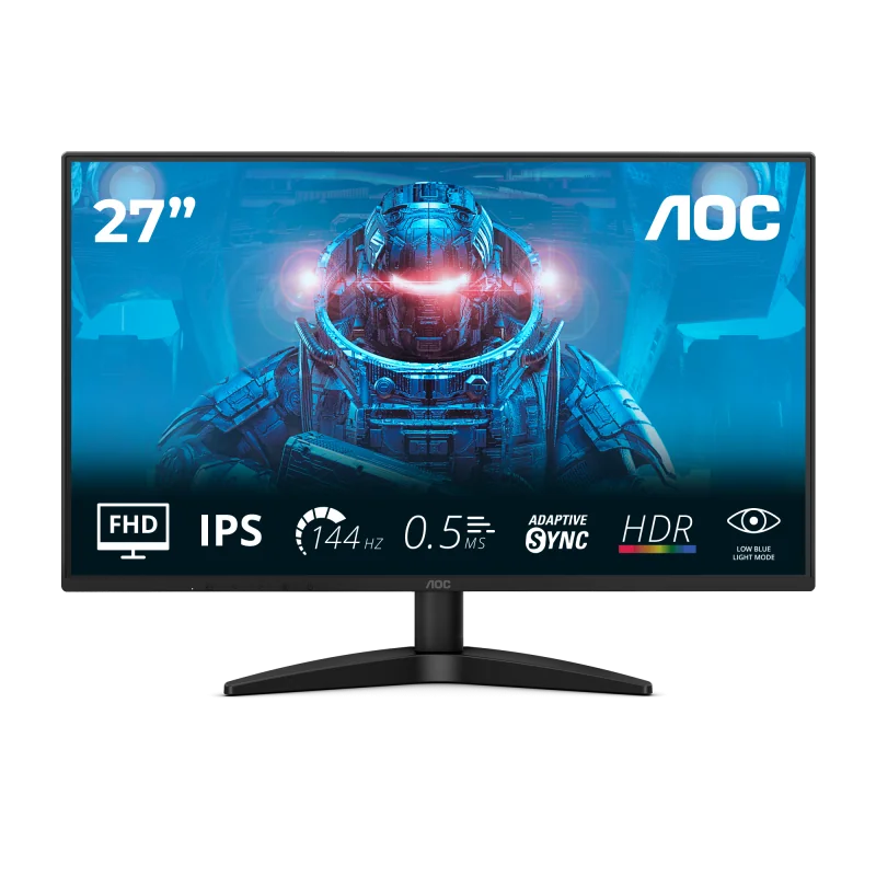 Monitor AOC 27" 27B36X, Diagonal (inch): 27, Diagonal (cm): 68, Aspect ratio: 16:9, Panel: IPS, Resolution: 1920x1080, Refresh Rate: 144Hz, Response time GtG: 4ms, Response time MPRT: 0.5ms, Brightness (max): 300 cd/m², Contrast (static) : 1500:1,