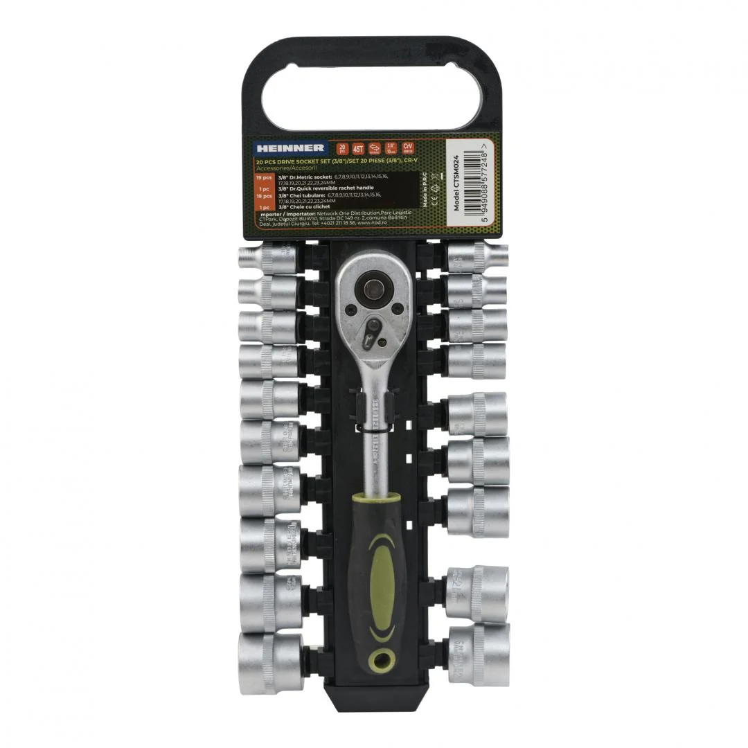 SET 20 PIESE 3/8" CR-V Heinner