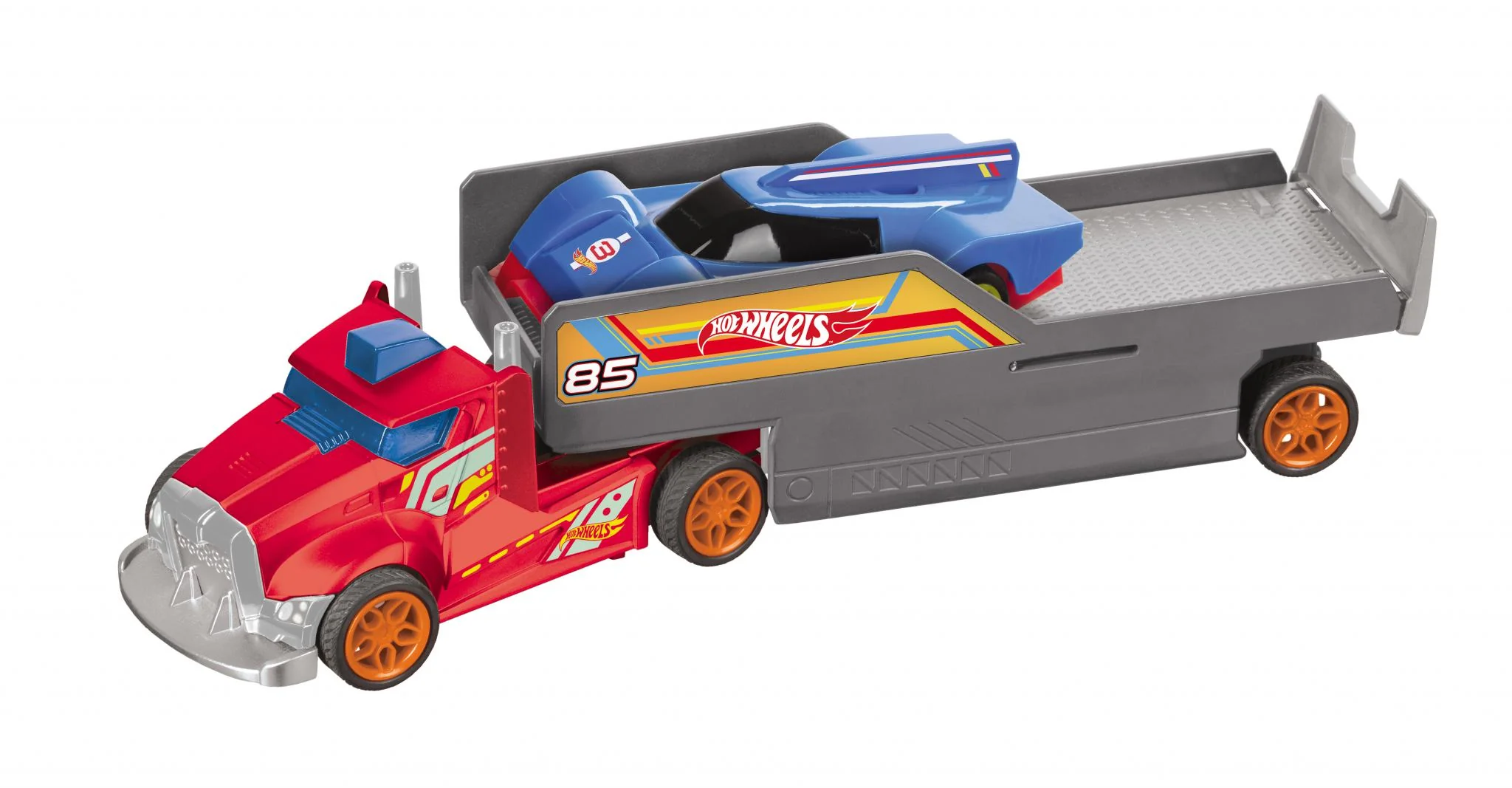 CAMION CU REMORCA SI TELECOMANDA+1 MASINUTA INCLUSA, HOT WHEELS Mondo