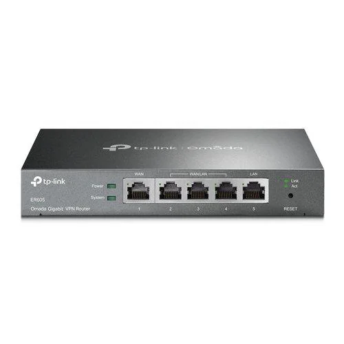 "Omada Gigabit VPN Router PORT: 1× Gigabit RJ45 WAN Port, 2× Gigabit RJ45 WAN/LAN Ports, 2× Gigabit RJ45 LAN Ports, 1× USB 2.0 Port; FEATURE: Integration with Omada SDN Controller, Support 20 IPsec VPN Tunnels, 16 PPTP/L2TP VPN Tunnels, 16 OpenVPN