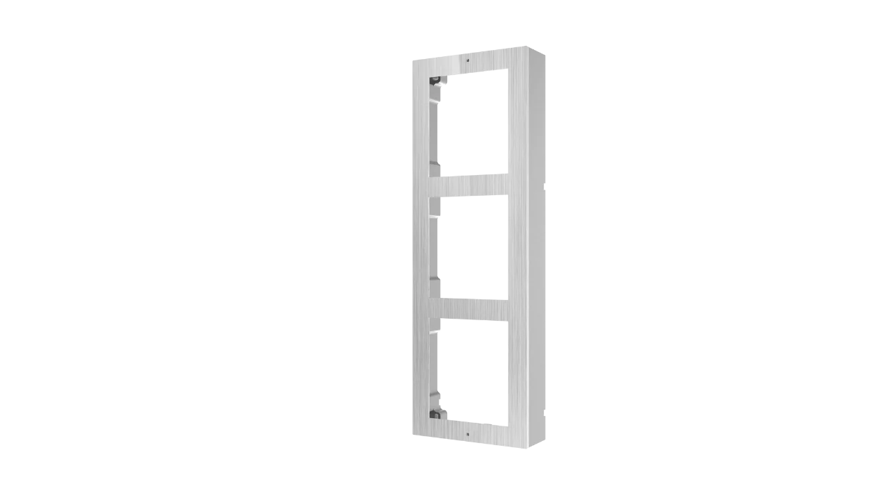 Panou frontal pentru 3 module videointerfon modular Hikvision DS-KD- ACW3/S; permite conectarea a 3 module de videointerfon modular; montare aplicata; materia otel inoxidabil; dimensiuni: 320.8mm x 107mm x 4mm;