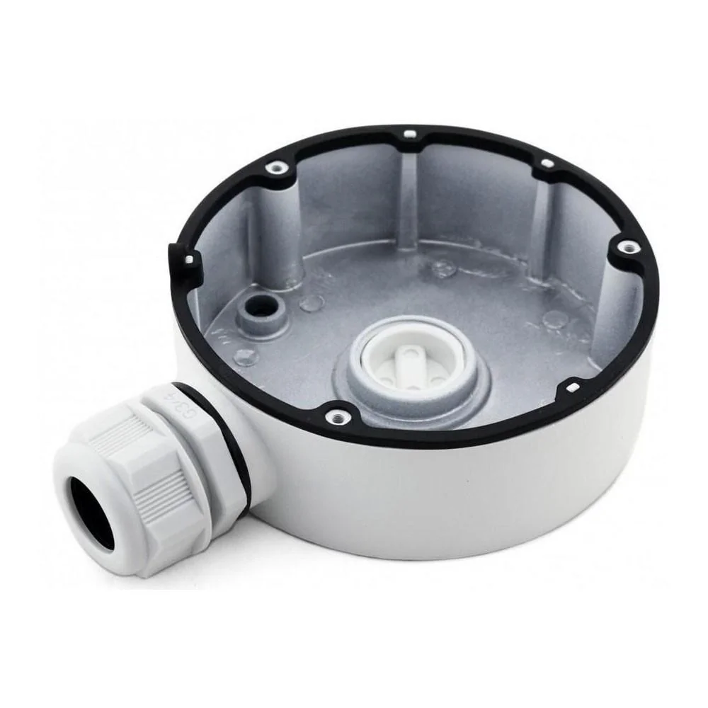 Doza de legatura pentru camera de supraveghere Hikvision White DS- 1280ZJ-DM8; carcasa din aluminiu; dimensiuni: Φ126.7 mm × 35 mm (4.99" × 1.38");greutate Hikvision