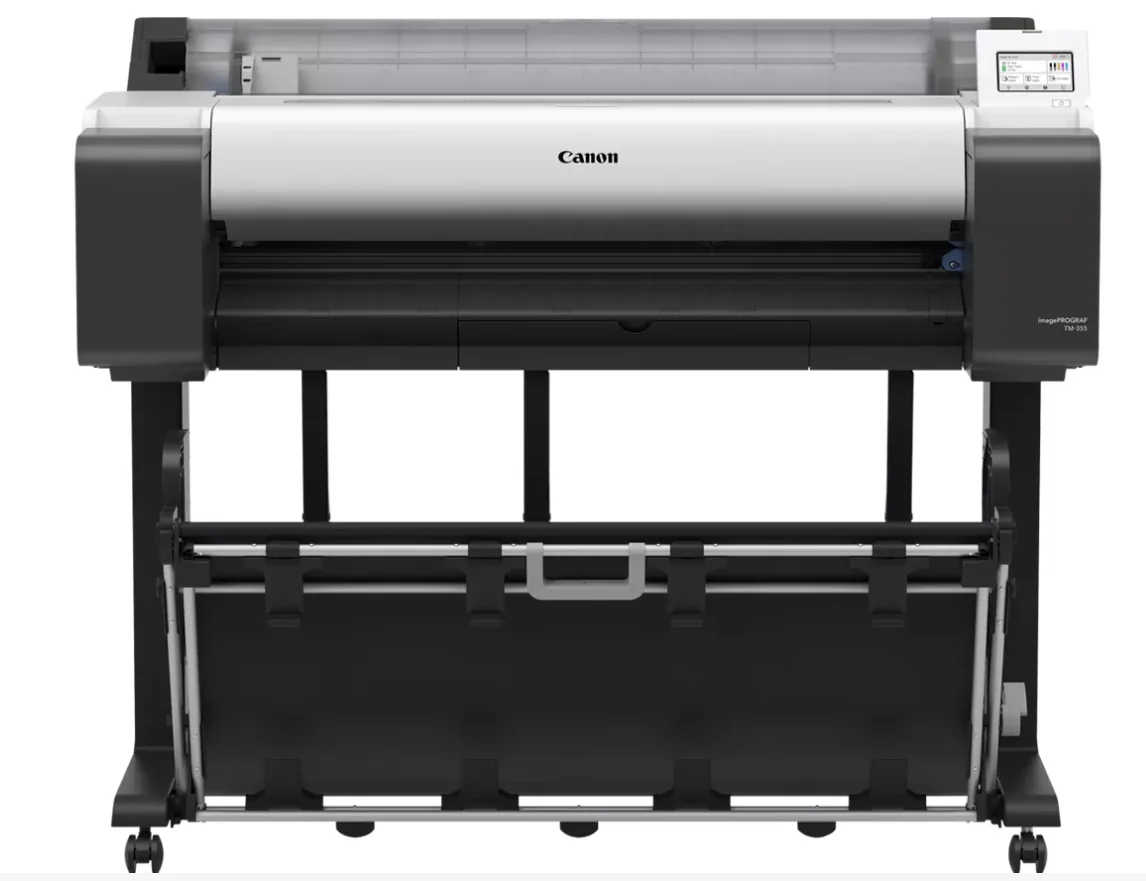 Plotter Canon imagePROGRAF TM-355 + HDD 500Gb, PIN Printing, 36"(914mm), format A0, 5 culori, rezolutie max 2400x1200dpi, memorie 2GB, limbaje de imprimare: HP-GL/2, HP RTL, CALS G4 (submission via FTP only), JPEG, PDF), Display LCD 4.3", interfata: USB