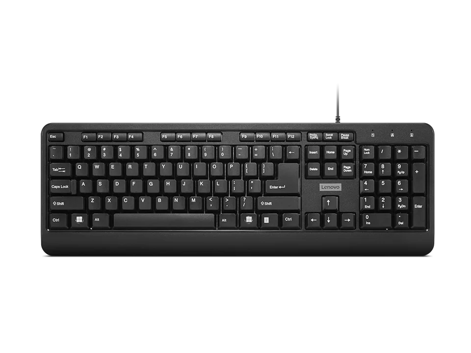 Tastatura Lenovo 160 Wired,  Interfata tastatura: USB, Numar taste: 104, Lungime cablu: 1.5m, Culoare: Negru, Tehnoligie: Cu fir, Dimensiuni (mm): 447 x 25 x 152, Greutate: 524g, Garantie: 1 an