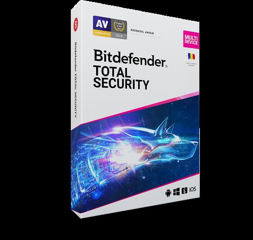 Licenta retail Bitdefender Total Security - protectie anti-malwarecompleta pentru Windows, macOS, iOS si Android, valabilapen