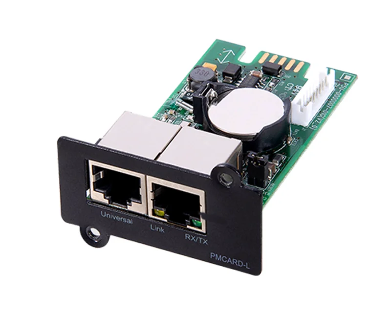 CARD SNMP UPS NJOY ACUP-SN000MP-CG01B Caracteristici: Network: RJ45 10/100BaseT Protocoale: HTTP/HTTPs, TCP/IP, Telnet, SNMPv1/v3, IPv4, NTP, UDP, DHCP, NTP, DNS, SMTP, SSL, TLS, Telnet, FTP Permite monitorizare remote prin browser web, control