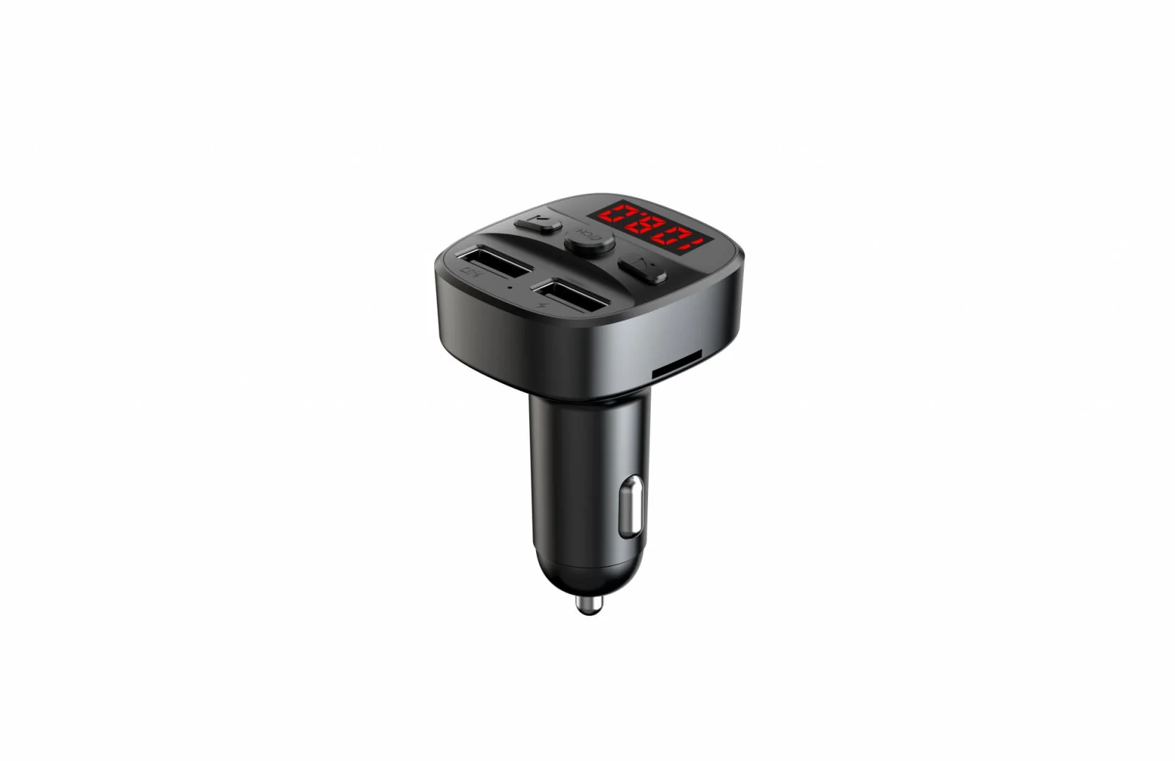 Modulator FM Serioux ABFM60, Bluetooth 5.0 , raza actiune de până la 5 m, voltaj intrare: 1x DC 12V/24V ,2 porturi USB: 1x USB DC5V 2.4A Max 1 x USB audio (pana la 32 GB), slot MicroSD (pana la 32 GB), format muzica: MP3/WMA/WAV, frecvența FM: 87.5MHz -