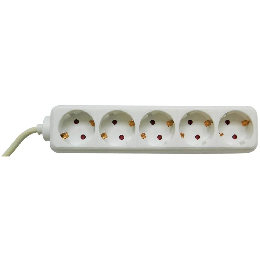 Prelungitor Bachmann SELLY 5xCEE7/3 PC, fara intrerupator, lungime cablu 1.5m, H05VV-F 3G1, alb