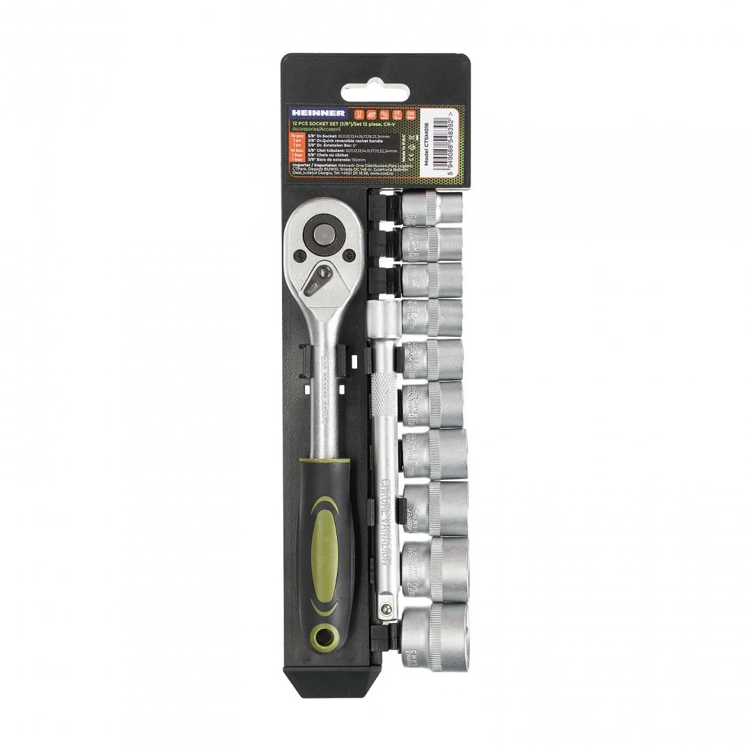 SET 12 PIESE 3/8"+ext. CR-V Heinner