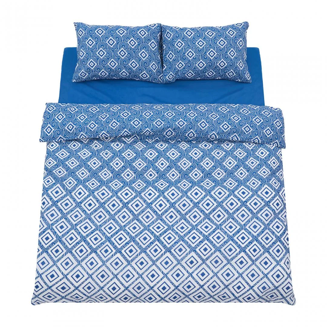Lenjerie dubla 100% bumbac 4 piese, Blu Heinner