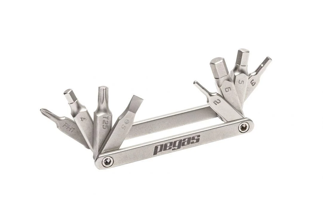 Mini set scule Pegas 8 in 1 otel Cr-V, imbus 2, 3, 4, 5, 6mm, surubelnita dreapta 5mm, surubelnita cruce PH 1, torx T25, culoare argintiu Pegas
