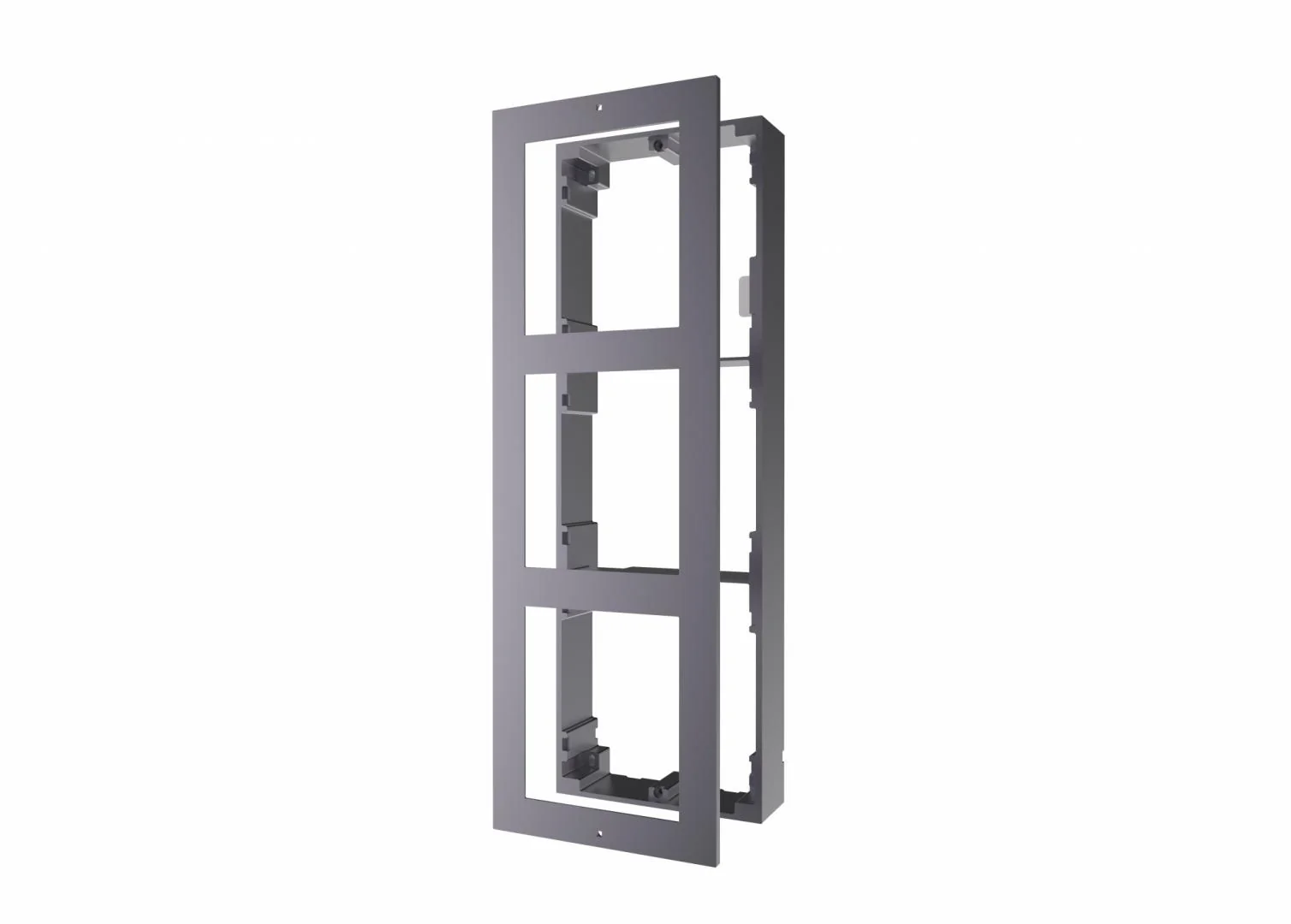 Panou frontal pentru 3 module videointerfon modular Hikvision DS-KD-ACW3; permite conectarea a 3 module de videointerfon modular; mo ntareaplicata; material aluminiu; dimensiuni: 320.8mm x 107mm Ć 4mm;