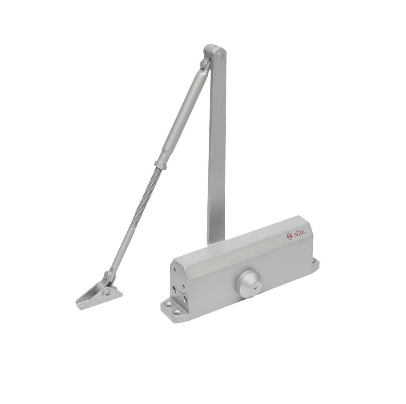 Amortizor hidraulic cu brat SA-5044AW-sv, argintiu; Pentru: usi cu greutatea de 60-85 kg; latime usa ≤1050mm; Ulei hidraulic