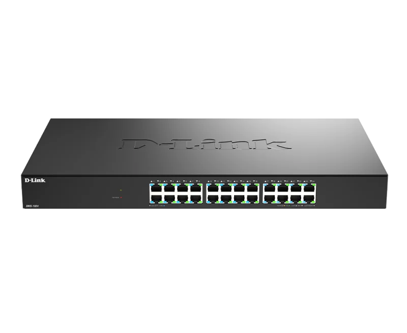 D-Link DMS-1024. Switch type: Unmanaged. Basic switching RJ-45 Ethernet ports type: 2.5G Ethernet (100/1000/2500), Basic switching RJ-45 Ethernet ports quantity: 24. MAC address table: 32000 entries, Switching capacity: 120 Gbit/s. Networking standards: