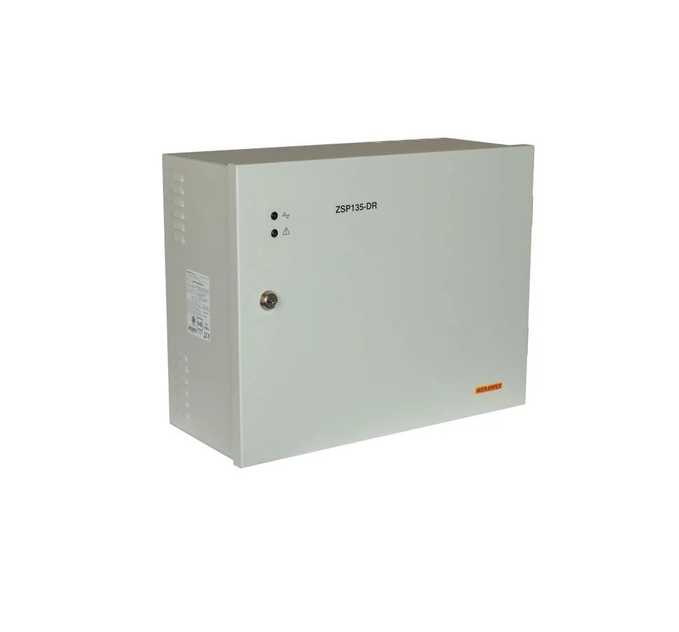 Sursa de alimentare pentru sisteme de detectie incendiu 24V/2A in cutie  metalica, loc pentru 2 acumulatori 12V/18A. Sursele sunt certificate EN 54-4, Vds; EN 12101-10;