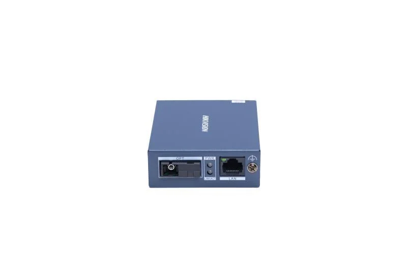 Transceiver Hikvision DS-3D501T-3, 1 x 10/100/1000 Mbps RJ45 port and 1 x 1000 Mbps SC fiber optical port, industrial-grade design with an operating temperature range of -20 °C to 60 °C, lungime unda: Tx1310 nm/Rx1550 nm, alimentare: 5VDC, 0.6A,