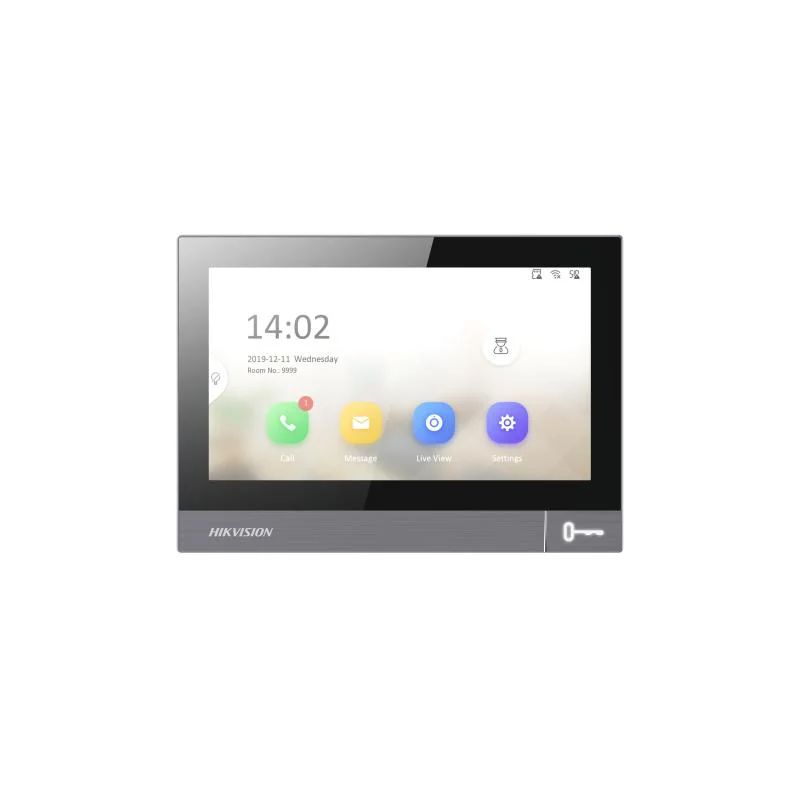 Monitor videointerfon WIFI 7" Hikvision DS-KH8381-WTE1/SF; ecran colorful IPS 7", rezolutie ecran 1024 × 600; Conectivitate: Retea wireless: Wi-Fi 802.11b/g/n; 1 RJ-45 10/100Mbps self-adaptive; TCP/IP, SIP, RTSP; microfon si difuzor incorporat; 8x