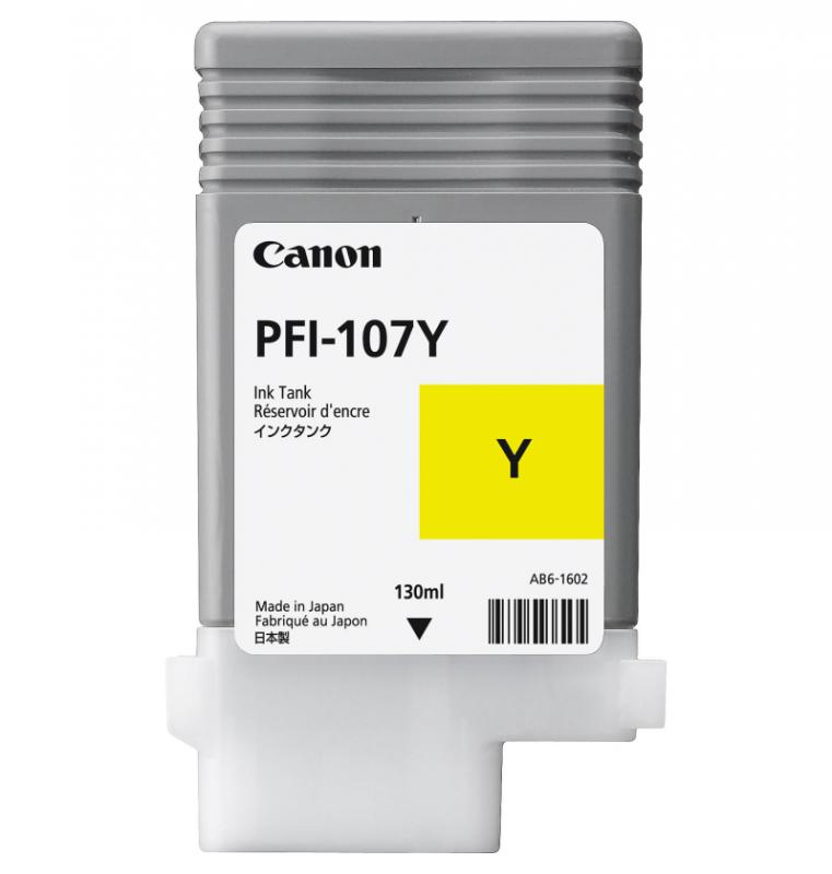 Cartus cerneala Canon PFI-107Y, yellow, capacitate 130ml, pentru Canon iPF680/685, iPF780/785, iPF670/770 | Altamag.ro
