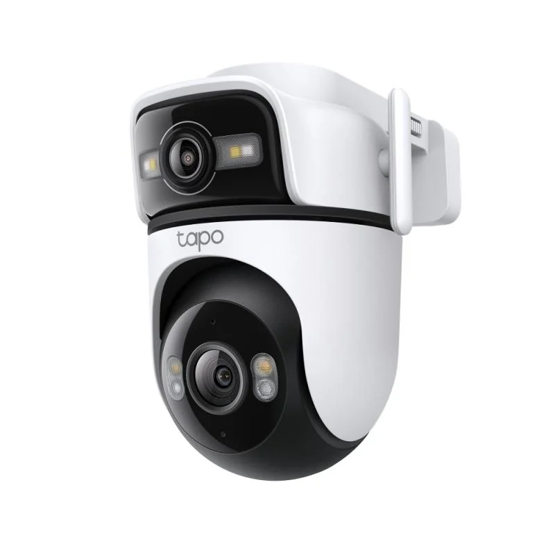 Outdoor Dual Lens Pan/Tilt Security Camera SPEC:2K (2304x1296) & 2K (2304x1296), 2.4 GHz, 2 × External Antennas,1 × Ethernet Port ,Horizontal 360º FEATURE: Dual Lens , Pan/Tilt, Color Night Vision, Smart AI Detection and Notifications (motion, people,