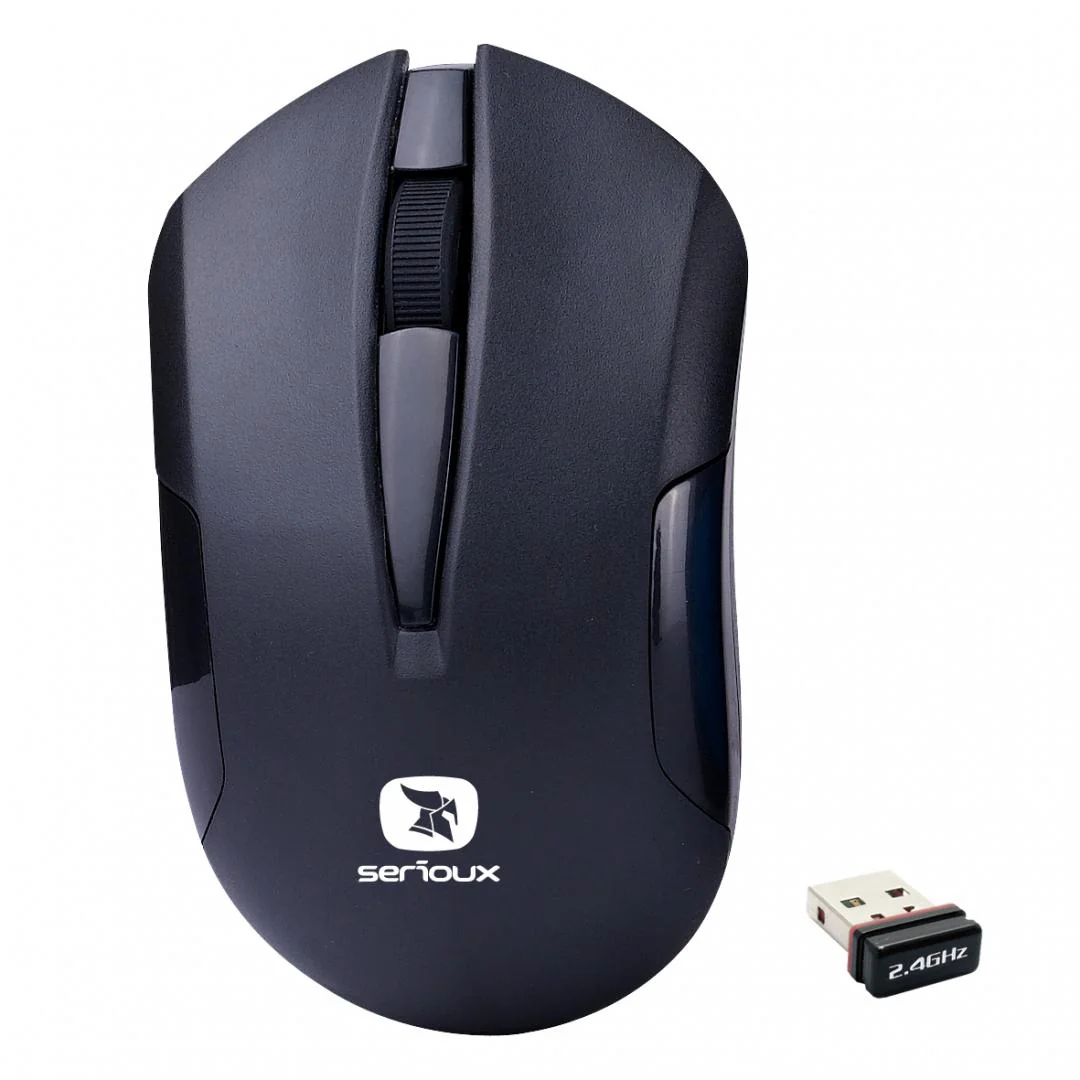 Mouse Serioux wireless, Drago 300, 1000dpi, negru, baterie AA inclusa ,receptor nano, blister, USB