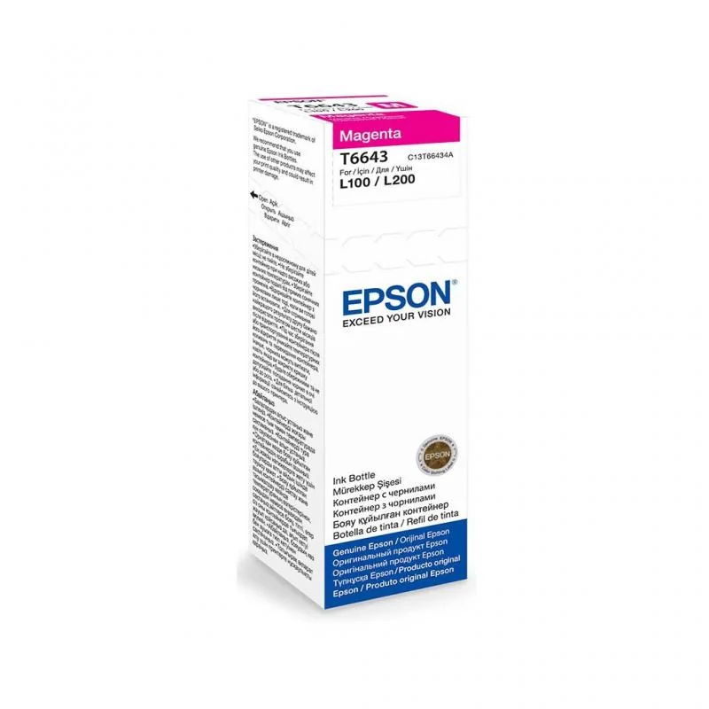 Cartus cerneala Epson T6643, magenta, capacitate 70ml, pentru echipamente CISS L100/L110/L200/L210/L300/L355/L550 Epson