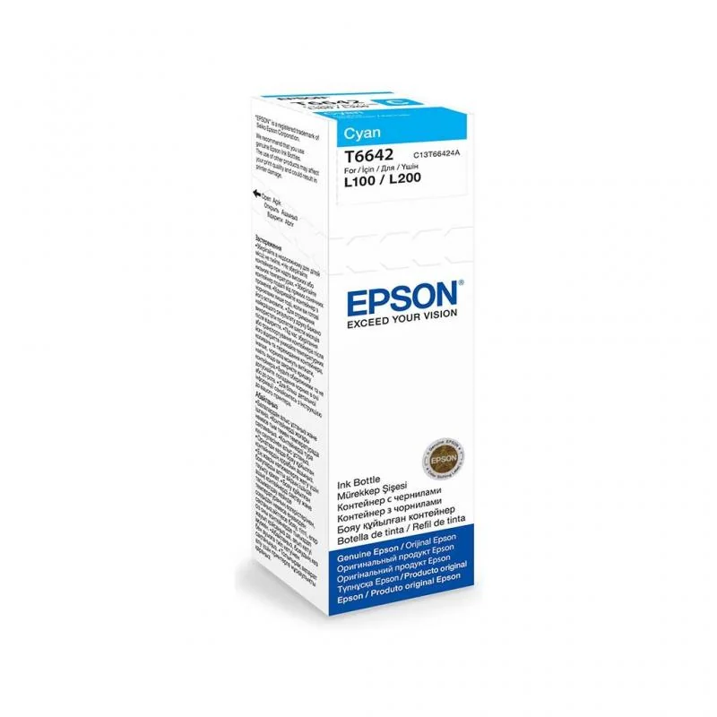 Cartus cerneala Epson T6642, cyan, capacitate 70ml, pentru echipamente CISS L100/L110/L200/L210/L300/L355/L550 Epson