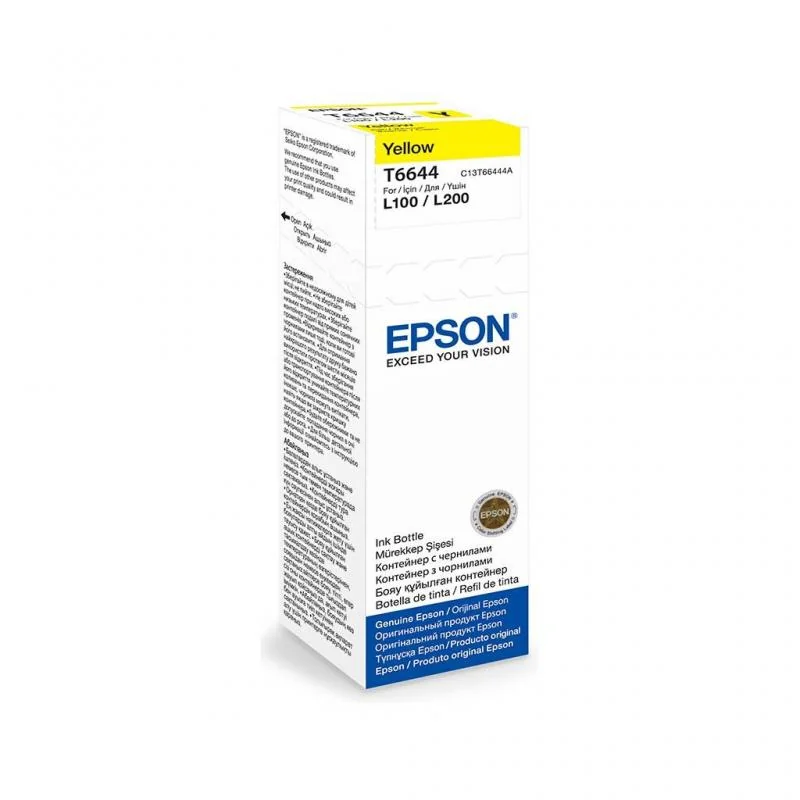 Cartus cerneala Epson T6644, yellow, capacitate 70ml, pentru echipamente CISS L100/L110/L200/L210/L300/L355/L550 Epson