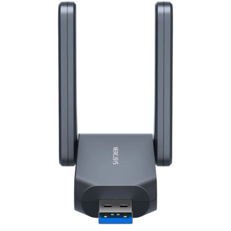 BE6500 High Gain Wi-Fi 7 USB Adapter SPEED: 688 Mbps at 2.4 GHz + 2882 Mbps at 5 GHz + 2882 Mbps at 6 GHz SPEC: 2× High Gain External Antenna, USB 3.0, 4096-QAM FEATURE: Wi-Fi 7, MU-MIMO, OFDMA, Beamforming, WPA3