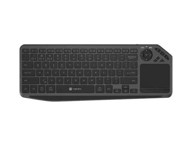Tastatura wireless Natec TURBOT 2, material taste ABS, numar taste 90, mecanism taste X-Scissors, toucpad pentru smart TV inclus, negru Natec