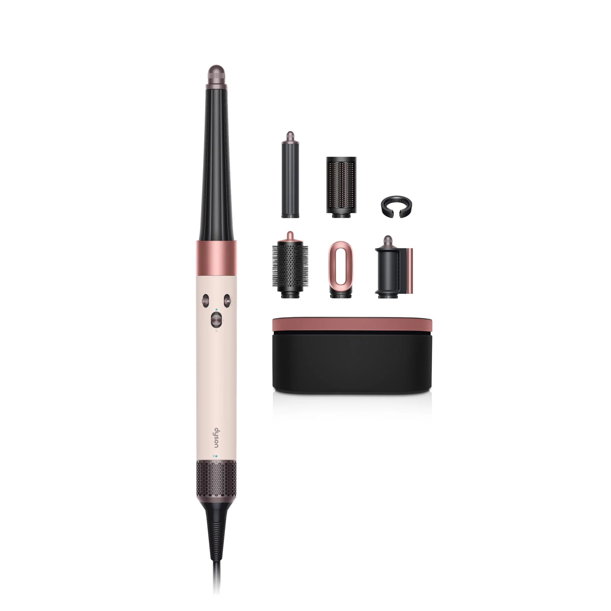 Dyson Airwrap i.d.. Type: Multistyler, Technology: Warm, Control type: Scrollbar. Product colour: Pink, Rose gold, Country of origin: Philippines. Cord length: 2.675 m. Power: 1300 W, Power source: AC, AC input voltage: 220 - 240 V. Width: 41 mm, Depth: