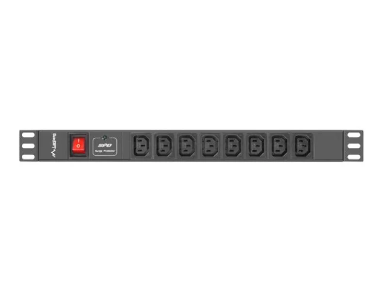 Unitate distributie alimentare PDU 19", 1U, 16A, 8 prize IEC C13, negru, C20 Lanberg