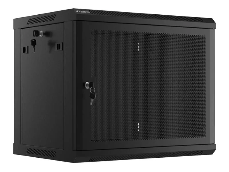 Dulap rack de perete 19", 9U, 600x450 mm, usa perforata, negru, Lanberg