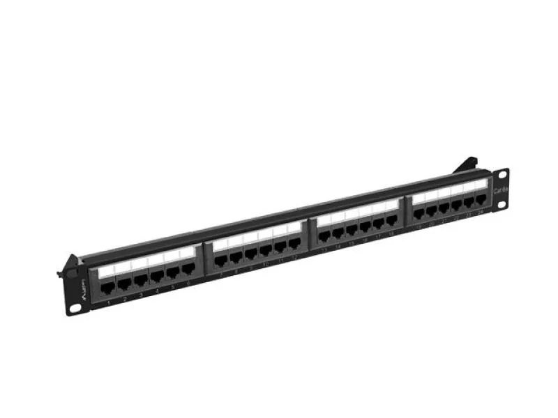 Patch panel 24 porturi 1U 19" Cat.6A UTP negru Lanberg