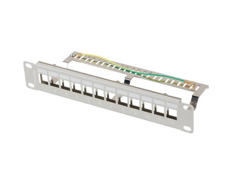 Patch panel gol 12 porturi 1U 10" FTP pentru module Keystone, gri V2 Lanberg