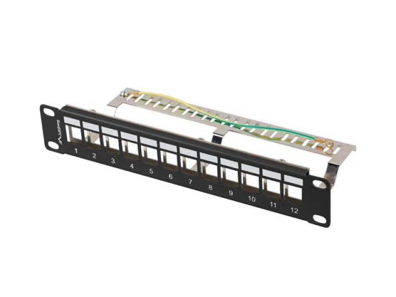Patch panel gol 12 porturi 1U 10" FTP pentru module Keystone, negru V2 Lanberg