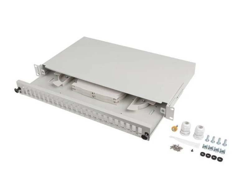 Patch panel fibră rack 19" 1U 24x SC duplex / 24x LC quad, gri + accesorii Lanberg