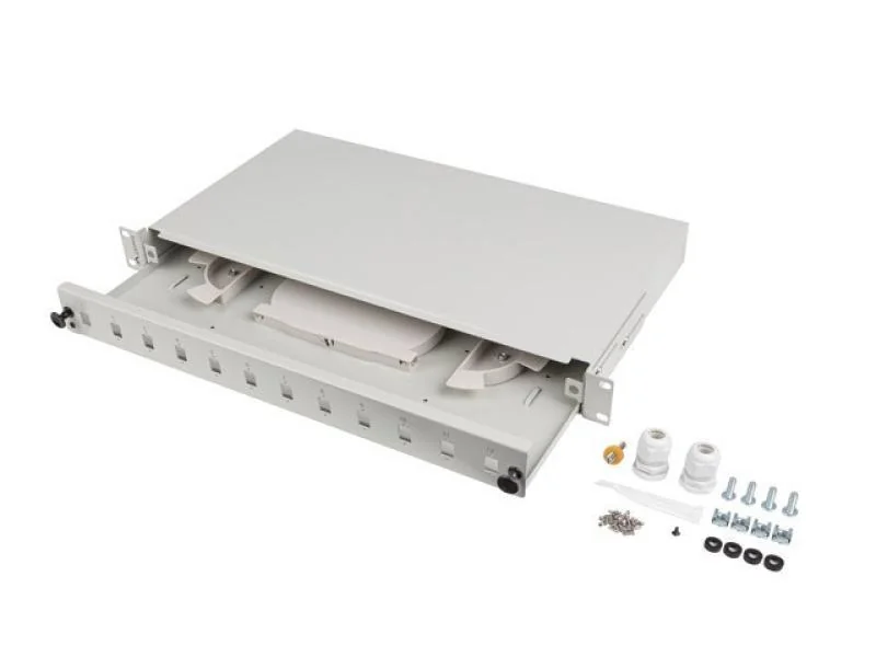 Patch panel fibră rack 19" 1U 12x SC simplex / 12x LC duplex, gri + accesorii Lanberg
