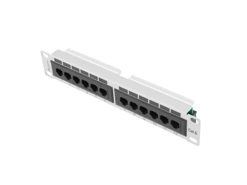 Patch panel 12 porturi 1U 10" Cat.6 UTP gri Lanberg