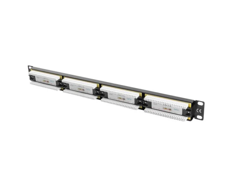 Patch panel 24 porturi 1U 19" Cat.6 UTP negru Lanberg