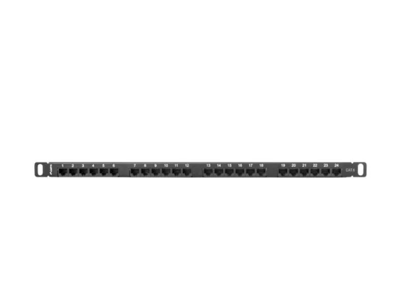 Patch panel 24 porturi 0,5U 19" Cat.6 UTP cu organizator cabluri, negru Lanberg