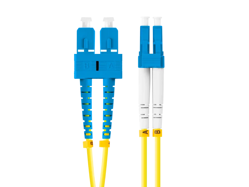 Patch cord fibră SM SC/UPC-LC/UPC duplex 2 m LSZH G657A1 3,0 mm galben Lanberg