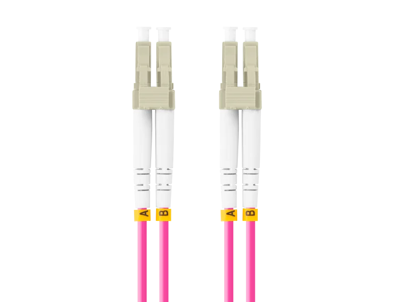 Patch cord fibră MM LC/UPC-LC/UPC duplex 2 m LSZH OM4 50/125 3,0 mm violet Lanberg