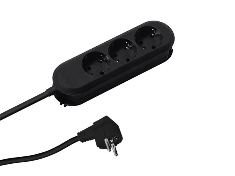 Prelungitor Bachmann SMART 3xCEE7/3,fara intrerupator, lungime cablu 1.5m, H05VV-F 3G1.5 negru nedemontabil Bachmann