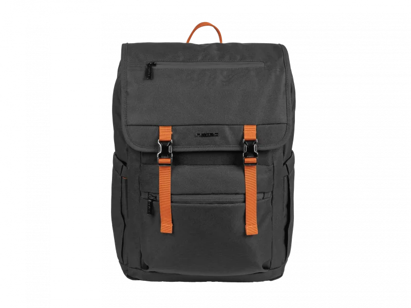 Rucsac laptop Natec Niala Ginger, compatibilitate dimensiune laptop 15.6", 4 compartimente, capacitate 18L, material 100% recycled p olyester, negru/portocaliu Natec