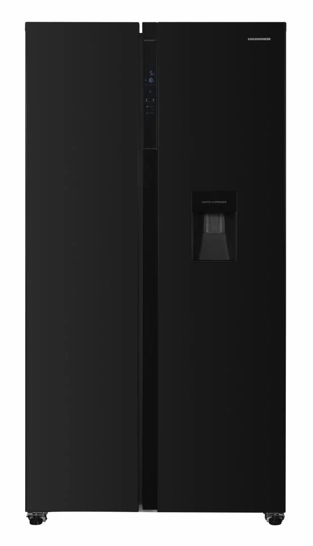 Side by Side HEINNER HSBS-H439NFBKWDE++, No Frost, 439 L, Clasa E, Dozator apa, Negru Heinner