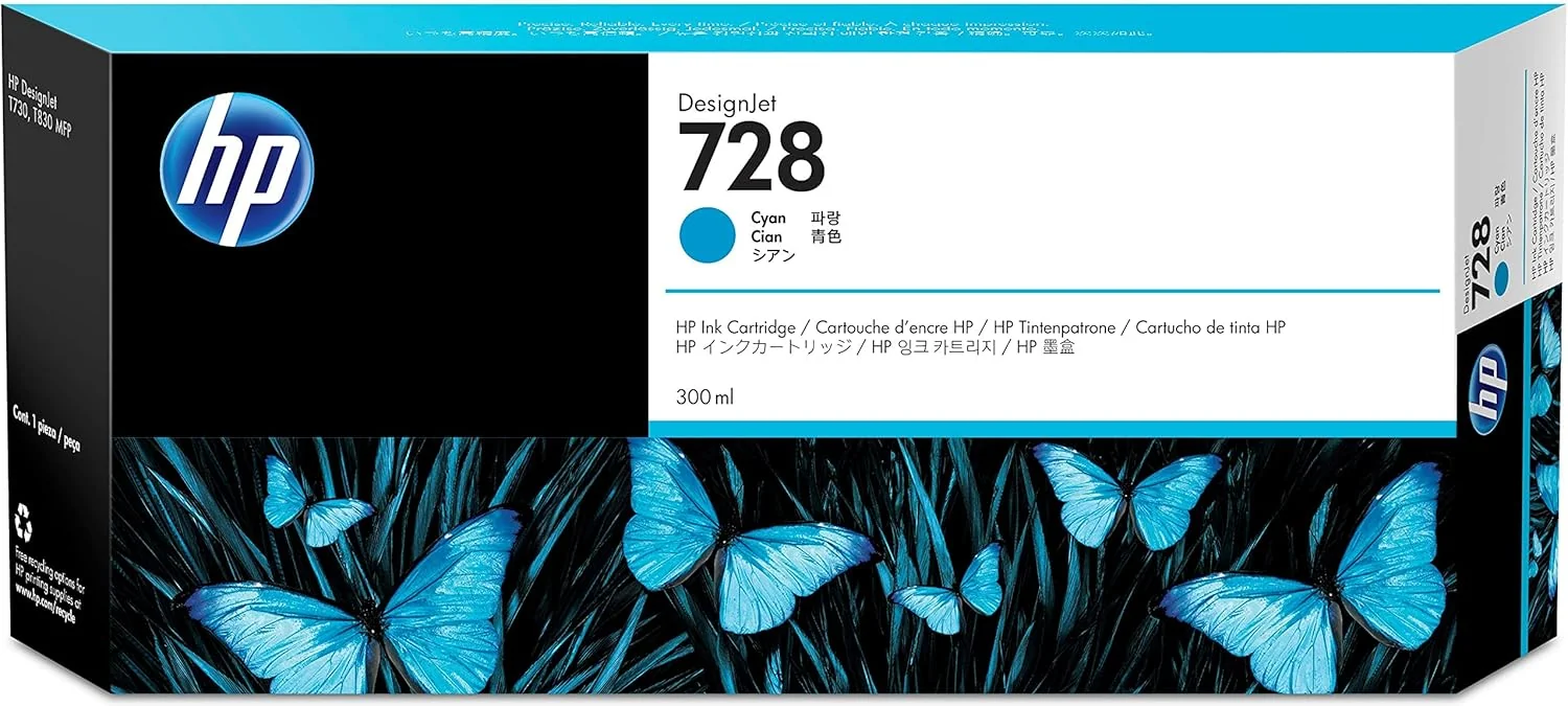 HP 728 300-ml Cyan Ink Cartridge