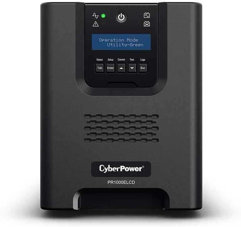 CYBERPOWER PR1000ELCD Line-Interactive 1000VA/900W Sinewave AVR LCD Output IEC RS232 USB HID EPO SNMP EnergyStar
