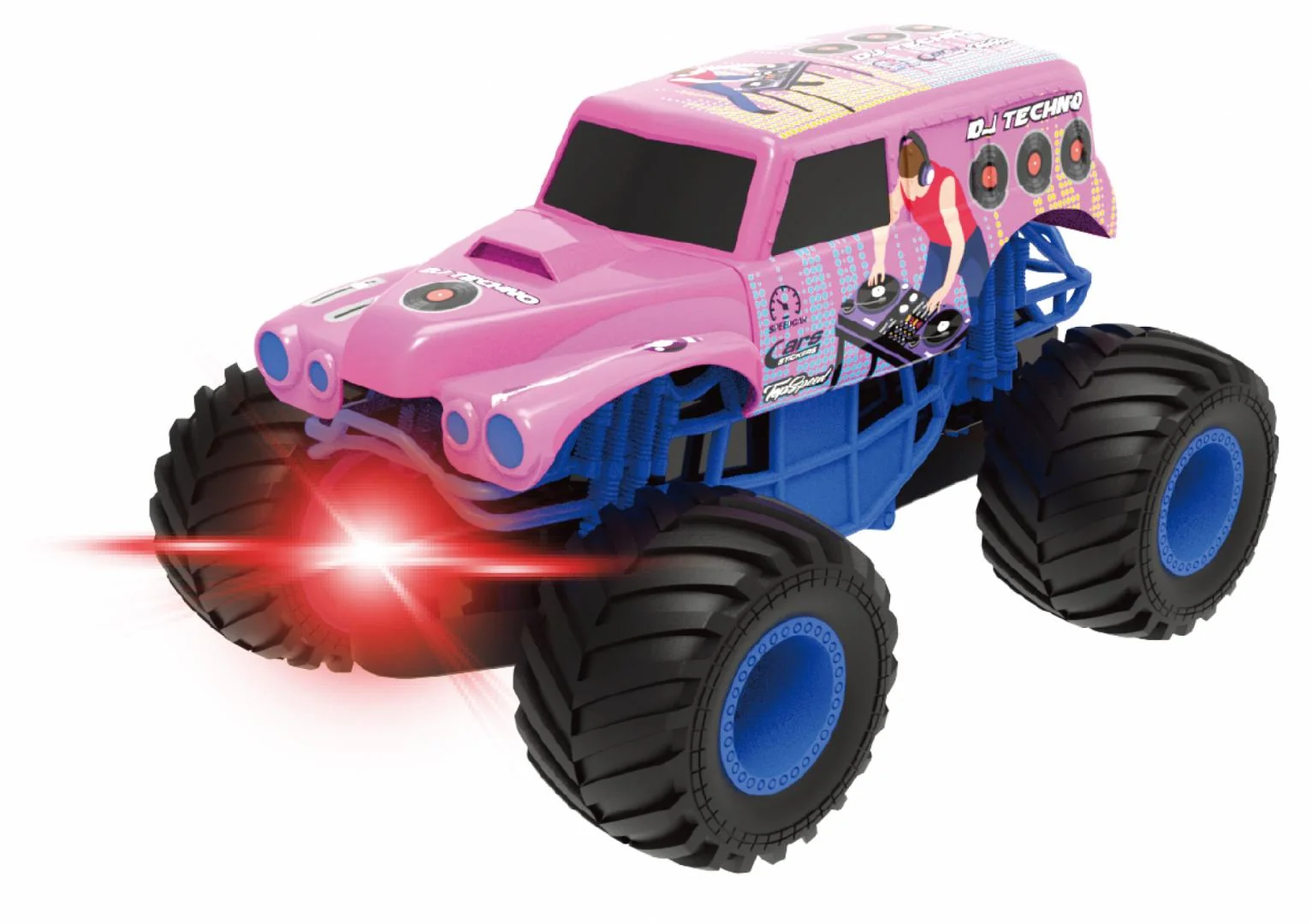MASINUTA CU LUMINI, SUNETE SI FRICTIUNE, SCARA 1/24, 19CM, ROZ Cevodle