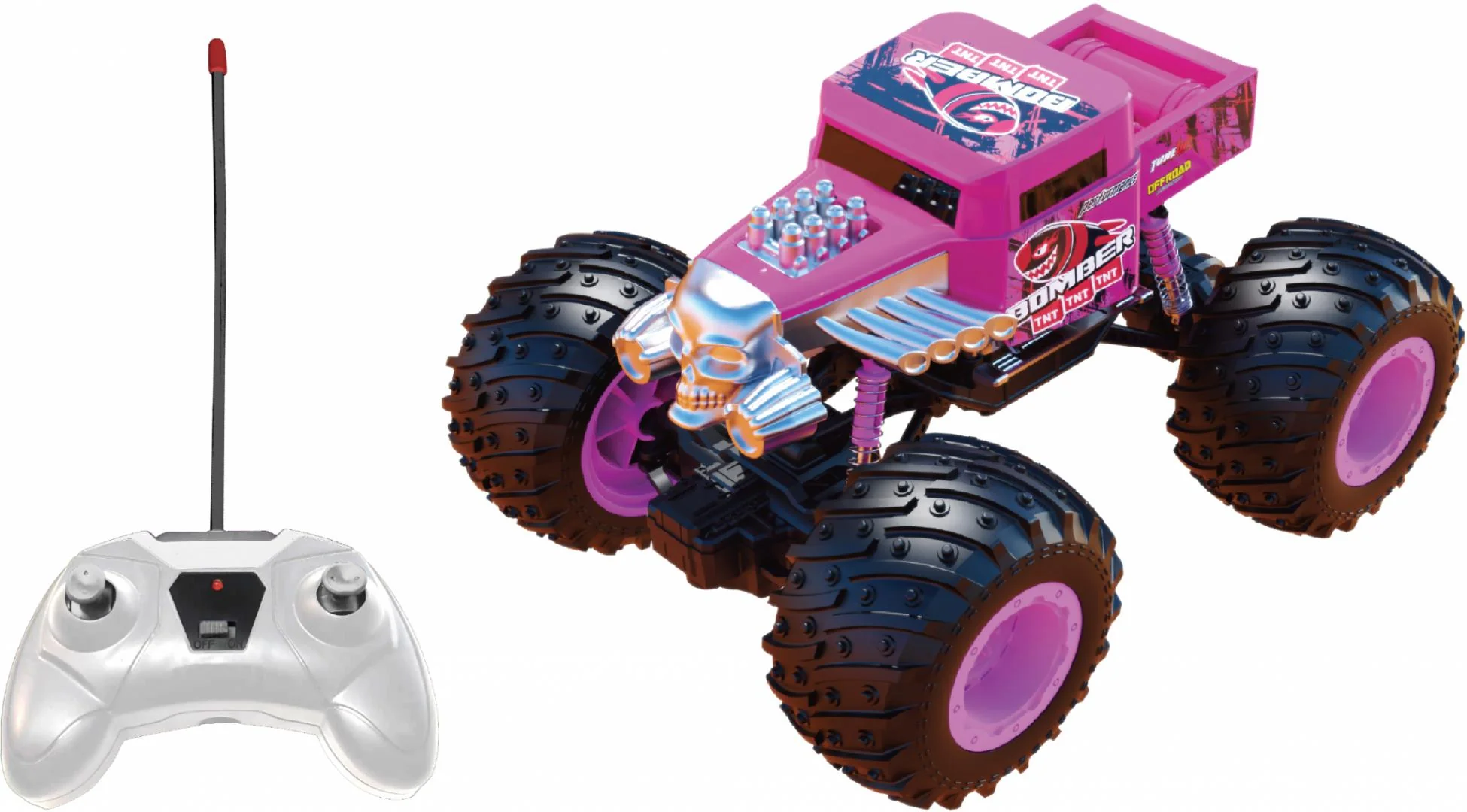 MASINUTA CU TELECOMANDA TIP CAMION BEAST RUNNERS, SCARA 1/24, 21CM, ROZ Cevodle